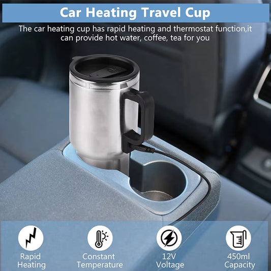 Portable Car Heating Cup – 450ML Electric Kettle for Tea & Coffee in Your Car