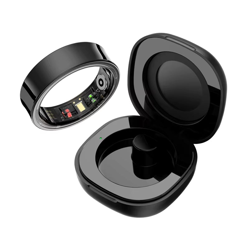 New R09 Smart Ring Men Women with Charging Case, Skin Temperature Health and Sleep Monitor 5ATM Waterproof for Andriod IOS Phone