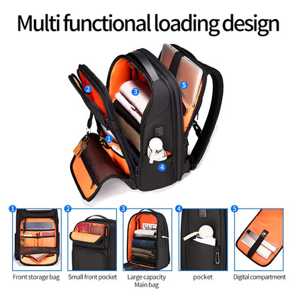 Durable Waterproof Backpack for 15.6” Laptop with USB Charging - Perfect for Business & Travel