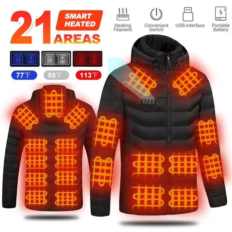 Men’s Thermal Heated Ski Vest – USB Charging & Cotton Lining