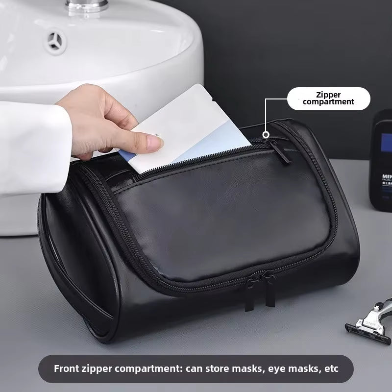 Premium Retro PU Leather Travel Toiletry Bag for Men and Women - Waterproof Cosmetic Organizer