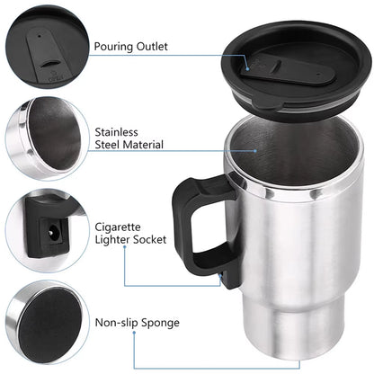 Portable Car Heating Cup – 450ML Electric Kettle for Tea & Coffee in Your Car