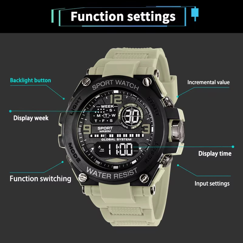 Multifunctioneel Digitale Horloge – Schok- en Waterbestendig