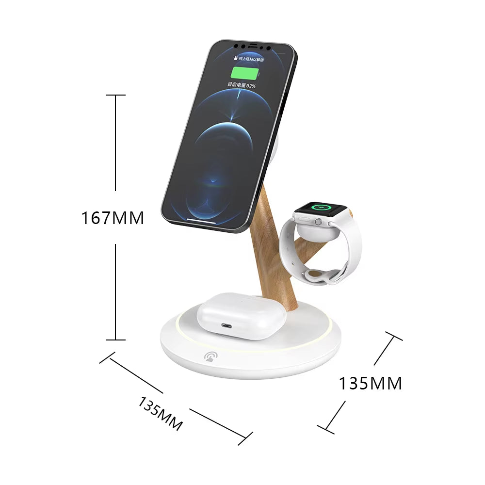 Ultimate 3-in-1 Wireless Charging Hub – Magnetic Dock for iPhone, Apple Watch & AirPods Pro