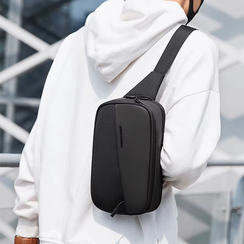  Black Men Shoulder Crossbody Bag Waterproof Man